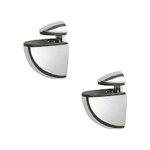 2 Adet Pelikan Cam Raf Tutucu Etejer Parlak Krom Metal Kırılmaz