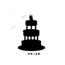 Üç Katlı Oluşturulmuş Gelin Damat Pastası Sticker 15Cm