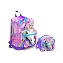 Coral High Dört Bölmeli Ortaokul Çantası ve Beslenme Çantası Seti - Unicorn - Kız Çocuk