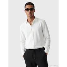 Lcw Vision Beyaz Slim Fit Erkek Basic Dokulu Gömlek