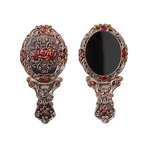 Otantik İşlemeli Taşlı Zamak Döküm Katlanır El Aynası