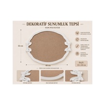 Fiyonk Detaylı İnce Kenar Dekoratif Sunumluk Tepsi Ham Polyester 40x33 Cm