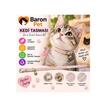 Kedi Tasması Pembe Mozaik Desenli Zilli Ayarlanabilir Suni Deri Kedi Boyun Tasması