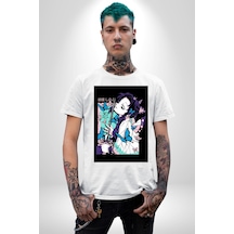 Shinobu Kocho Demon Slayer Unisex Unisex Beyaz Organik Baskılı T-shirt Penye Yüksek Kalite Beyaz