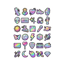 Retro Vintage Pop Sticker Seti 150 Adet - 5'li Mega Paket No11 - Laptop Defter Ajanda Çok Renkli