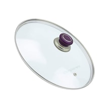 Tencere Tava Cam Buhar Delikli Kapak 30 CM ve Mor Tutma Tepe