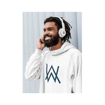 Magors Stıl-x Alan Walker Baskılı, Pamuklu, Beyaz Renk, Oversıze, Unısex Sweatshırt Beyaz