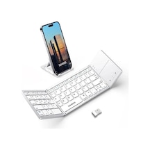Samsung Uyumlu Samsers Touchpadli Katlanabilir Bluetooth Klavye Frost Silver