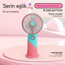Mavibazaar El Küçük Fan Usb Masaüstü Mini Taşınabilir Fan Öğrenci Pembe, Mor, Haki, Turuncu Pembe