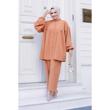 Balon Kol Tesettür Camel Takım Camel