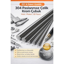 Krom Mil Ø5 Mm 1 Metre - 10 Adet - Paslanmaz Çelik Çubuk Seti