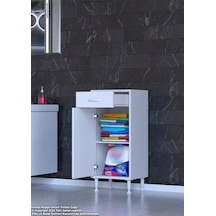 35 X 88 X 32,5 Cm Lik 1 Çekmece 1 Kapak 1 Raf 2 Gözlü Organizatör Mutfak Dolabı Çok Amaçlı Dolap Beyaz