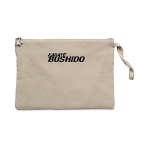 Karete Bushido Text Krem Clutch Astarlı Cüzdan / El Çantası Krem