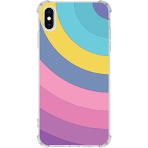 Printify Iphone X Uyumlu Köşe Korumalı Antişok Kapak Renk Cümbüşü Tasarımlı Şeffaf Silikon Kılıf Mor