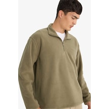 Defacto Relax Fit Yarım Fermuarlı Polar Sweatshirt F0448ax25aukh401 Haki-kh401