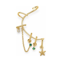 Çelik Taşlı Yıldız Earcuff Gold