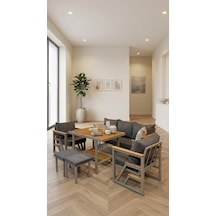 Aven Metal Bahçe Balkon Teras Koltuk Takımı 3+1+1+masa+2 Adet Puf