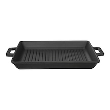 Mini Kare Izgara Tava Kayın Ahşap Altlıklı Döküm Demir Yekpare Saplı Ölçü 16x16cm Çok Renkli