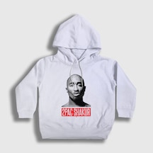 Presmono Unisex Çocuk Gun Tupac Shakur Kapüşonlu Sweatshirt Beyaz