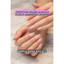 100 Adet Medıum Beden Kısa Jel Tips Takma Tırnak Seti Küt Coffin Şekil Medıum