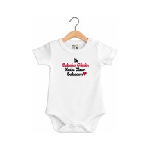 Babylimon Pamuklu Bebek Body - Babalar Günü Kutlu Olsun Yazılı - Bebek Zıbın Badi - Yazılı Zıbın Beyaz - 936528743 Beyaz