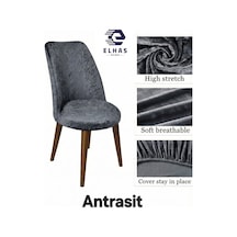 Yıkanabilir,likralı , Kadife Oval Sandalye Kılıfı 1 Adet Antrasit - 801052816 Antrasit