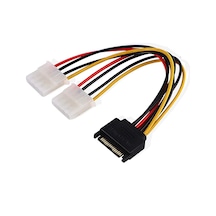 AoGo SATA 15-Pin Erkek Çift 4-Pin Molex Dişi Güç Y Splitter Kablo Sata to Molex Çevirici 15 CM