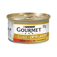 Gourmet Çifte Lezzet Tavuklu Ve Sığır Etli Yetişkin Kedi Konserve 85 Gr