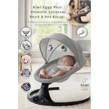 Kiwi Eggy Plus Elektrikli Otomatik Sallanan Bebek Ana Kucağı, 5 Farklı Sallanma Hızı, Oyuncaklı, Açık Gri