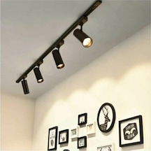Modern Tasarım 4 Adet 360 Derece Dönen Led Ray Spot Lamba 1 Metre Raylı Armatür Siyah Kasa Günışığı Modern Tasarım 4 Adet 360 Derece Dönen Led Ray Spot Lamba 1 Metre Raylı Armatür Siyah Kasa Günışığı