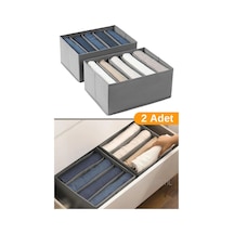 2 Adet - 5 Bölmeli Dolap Ve Çekmece Içi Düzenleyici Saklama Kutusu Organizer - Antrasit Kumaş 35 X 2 Diğer