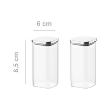 Metal Kapaklı Vakumlu Kare Kavanoz, Hava Geçirmez Saklama Kabı, 300 Ml 2 Adet Çok Renkli