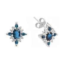 Sirius Pırlanta Ve London Blue Topaz Taşlı Mai Küpe  0804E0160