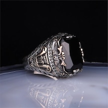 Siyah Zirkon Taşlı Gümüş Yüzük