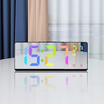 Yeşil Ses Kontrolü Ayna Çalar Saat Dijital Sıcaklık Çift Alarm Erteleme Masaüstü Masa Saati Gece Modu 12/24 H Led Saat İzle Akrilik