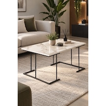 Sulorahome Beyaz Orta Sehpa 90x60 Cm Dikdörtgen Salon Sehpası
