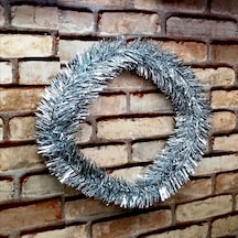 Gün Işığı Led Işıklı Garland 5 Metre Işıklı Parlak Metalik Gümüş Çam Dalı Led Işıklı Gümüş Garland
