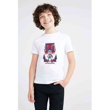 Captain America Baskılı Unisex Çocuk Beyaz T-Shirt