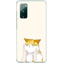 Samsung Galaxy S20 Fe Uyumlu Sarı Kedi Yanakları Baskılı Silikon Kılıf Renkli
