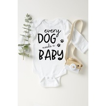 Babylimon Unisex Bebek Beyaz Every Dog Needs A Baby Çıtçıtlı Body Beyaz - 132151089 Beyaz