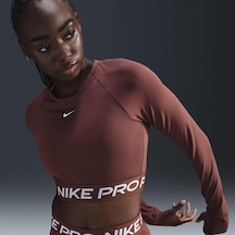 Nike Pro Dri-fıt 365 Crop Ls Kadın Sweatshirt-sportxoutlet Kahverengi