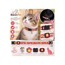 Kedi Tasması Kırmızı Yıldız Desenli Zilli Kedi Yüzü Klipsli Ayarlanabilir Boyun Tasması Diğer