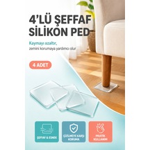 4'lü Şeffaf Silikon Mobilya Ayağı Koruyucu Ped Kaydırmaz Koltuk Masa Sandalye Zemin Koruyucu Altlığı