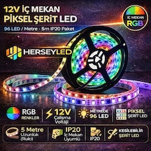 12v Piksel Şerit Led İç Mekan Ip20 96 Led/ Metre Ws2811 Pixel Led
