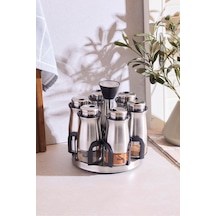Inox 6'lı Dönerli Baharatlık Takımı Seffaf ŞEffaf