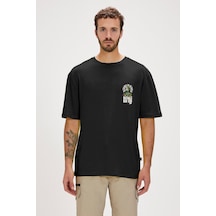 Bad Bear Blooms Siyah Erkek Baskılı Tişört Siyah