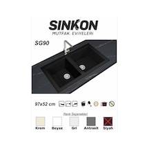Sinkon Siyah Granit Eviye 97 x 52 / Çift Gözlü - Sg90 - Sinkon