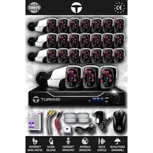 Turkno 24 Kameralı Pania 24 Dış Kamera Set HDD'siz Full HD Gece Görüşlü Güvenlik Kamerası Sistemi