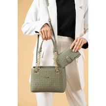Just Polo Kadın Zincirli Baskı Desenli El & Omuz Çantası Ve Cüzdanı Ebat : 24 X 20 Cm Shopper Yeşil Kombin Just Polo Kadın Zincirli Baskı Desenli El & Omuz Çantası Ve Cüzdanı Ebat : 24 X 20 Cm Shopper Yeşil Kombin