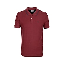 Erkek Bordo Slim Fit Polo Yaka %100 Pamuk Dokulu Desenli Kumaş T-shirt Jeans 1134-bordo Bordo